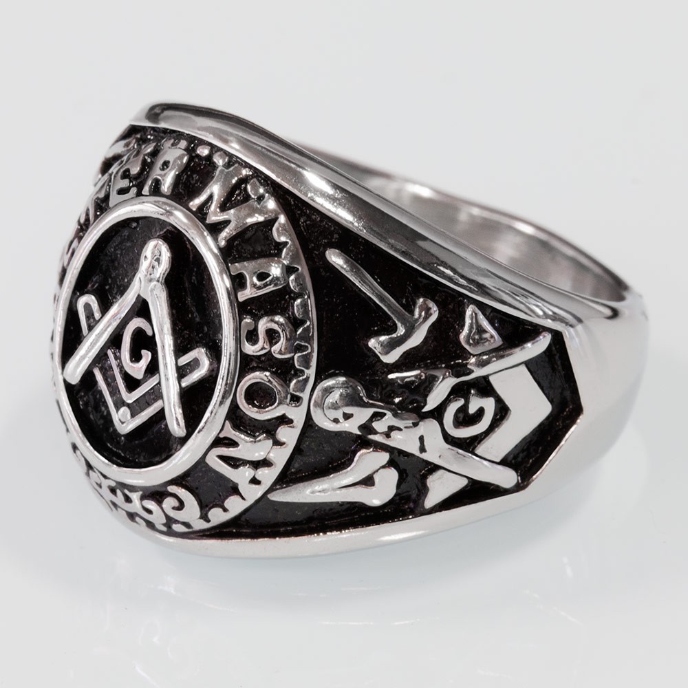 Freimaurer Ring Aus Edelstahl Master Mason Mit Winkel Zirkel Hammer