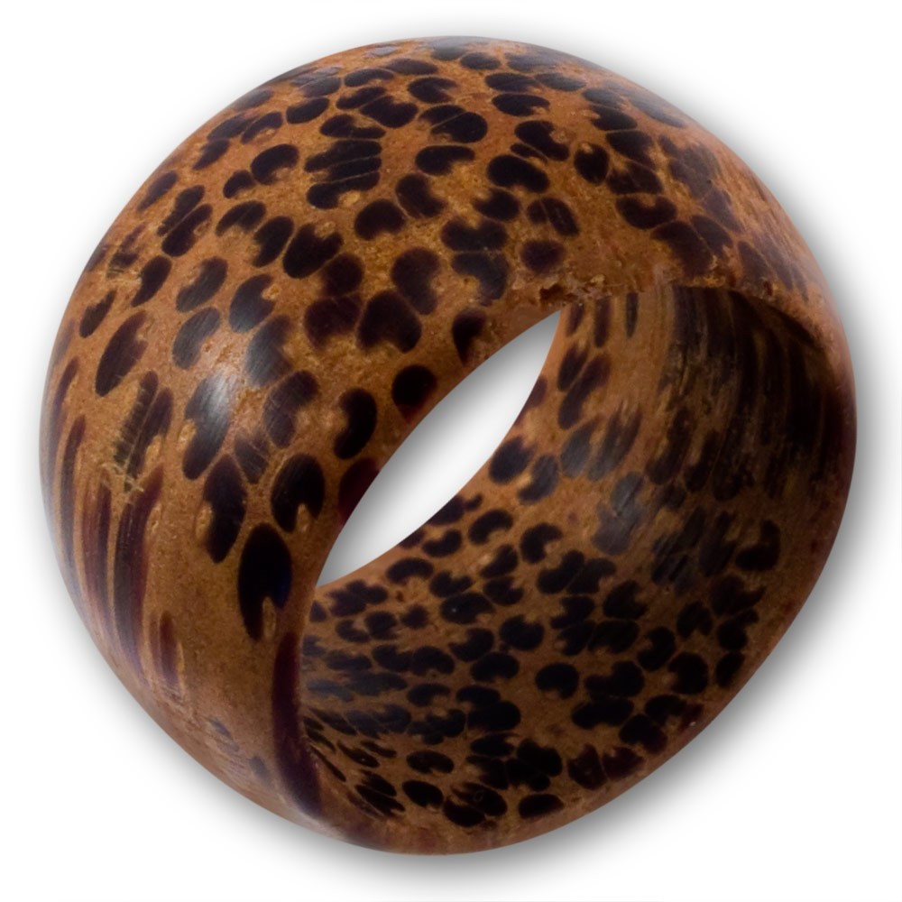 HOLZ RING HOLZRING LEOPARD COCONUT KOKOSNUSS LEO BANDRING NATUR SCHMUCK ...