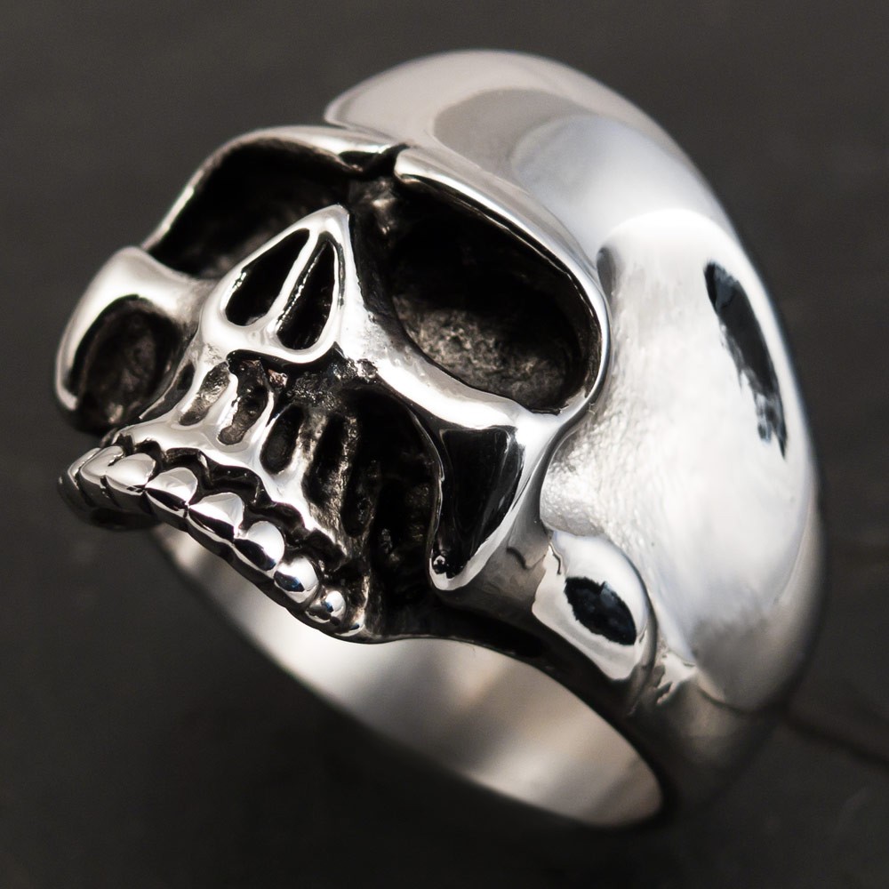 Classic Skull Ring Stainless Steel Keith Richards Men Silver Biker Rock ...