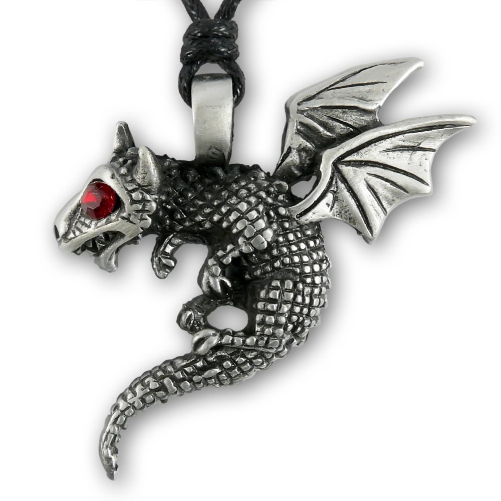 Zinn Anhänger GARGOYLE Tribal AMULETT Fantasy KETTE GEFLÜGELTE RATTE